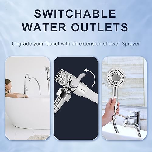 Miniatura 3 de Fregadero de cabezal de ducha – Grifo de bañera, accesorio rociador de manguera con 9 adaptadores, manguera de 79 pulgadas para lavado de cabello,