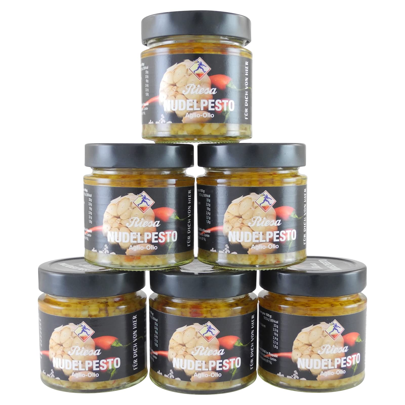 Riesa Aglio Olio Knoblauch in Öl mit Chili 6er Pack 6 x 190 g