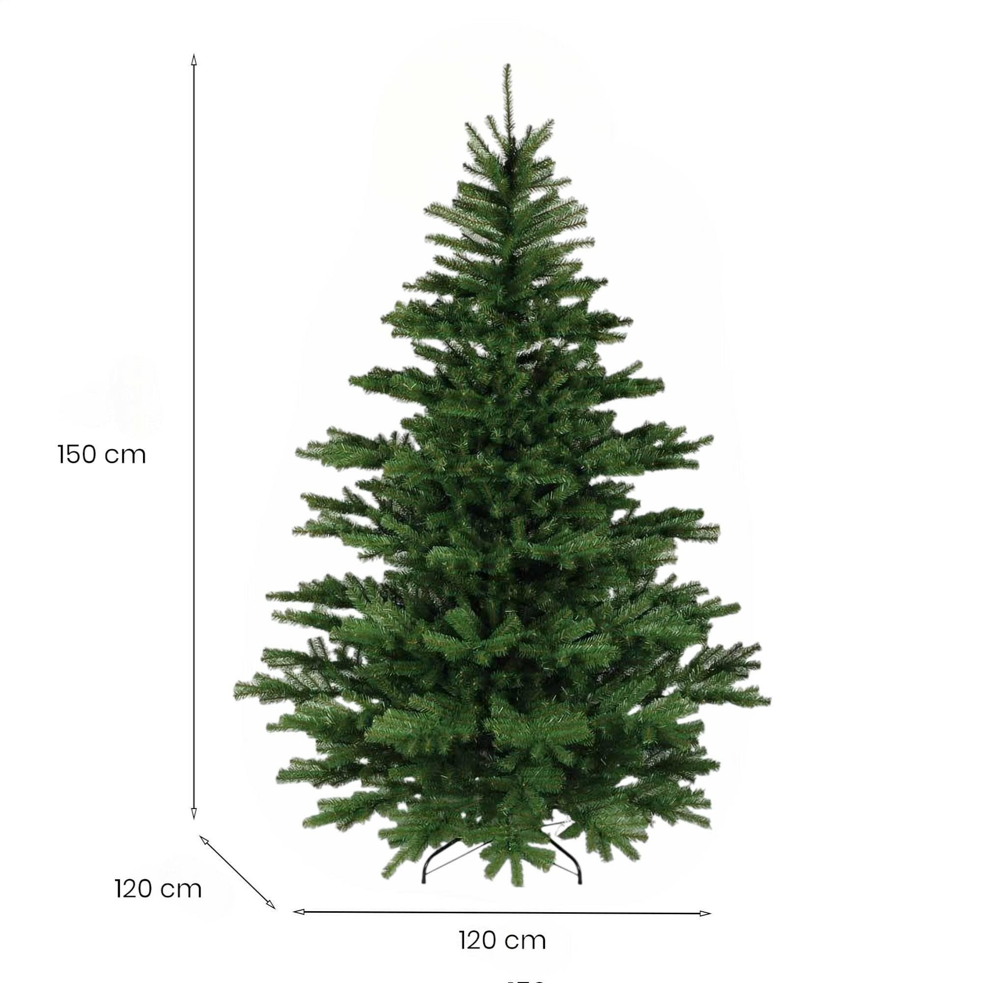 Dmora - Sapin de Noël 150 cm Graz, Pin Artificiel, Arbre à Effet réel, Sapin de Noël, 120x120 h150 cm, Vert