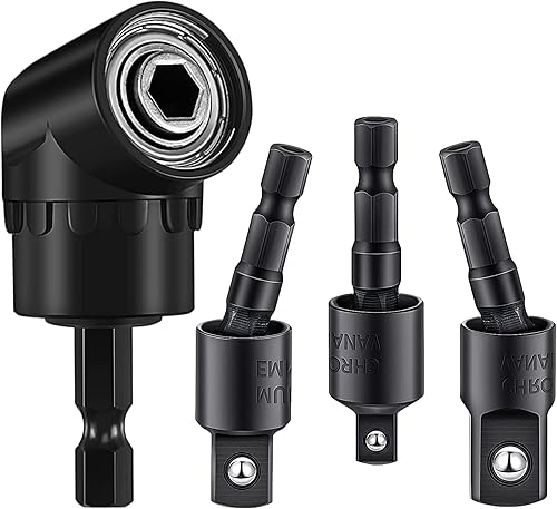 Juego de adaptadores de 4 piezas para taladro eléctrico, 360 grados, giratorio de 14 pulgadas, 38 pulgadas, 12 pulgadas, juego de extensión de