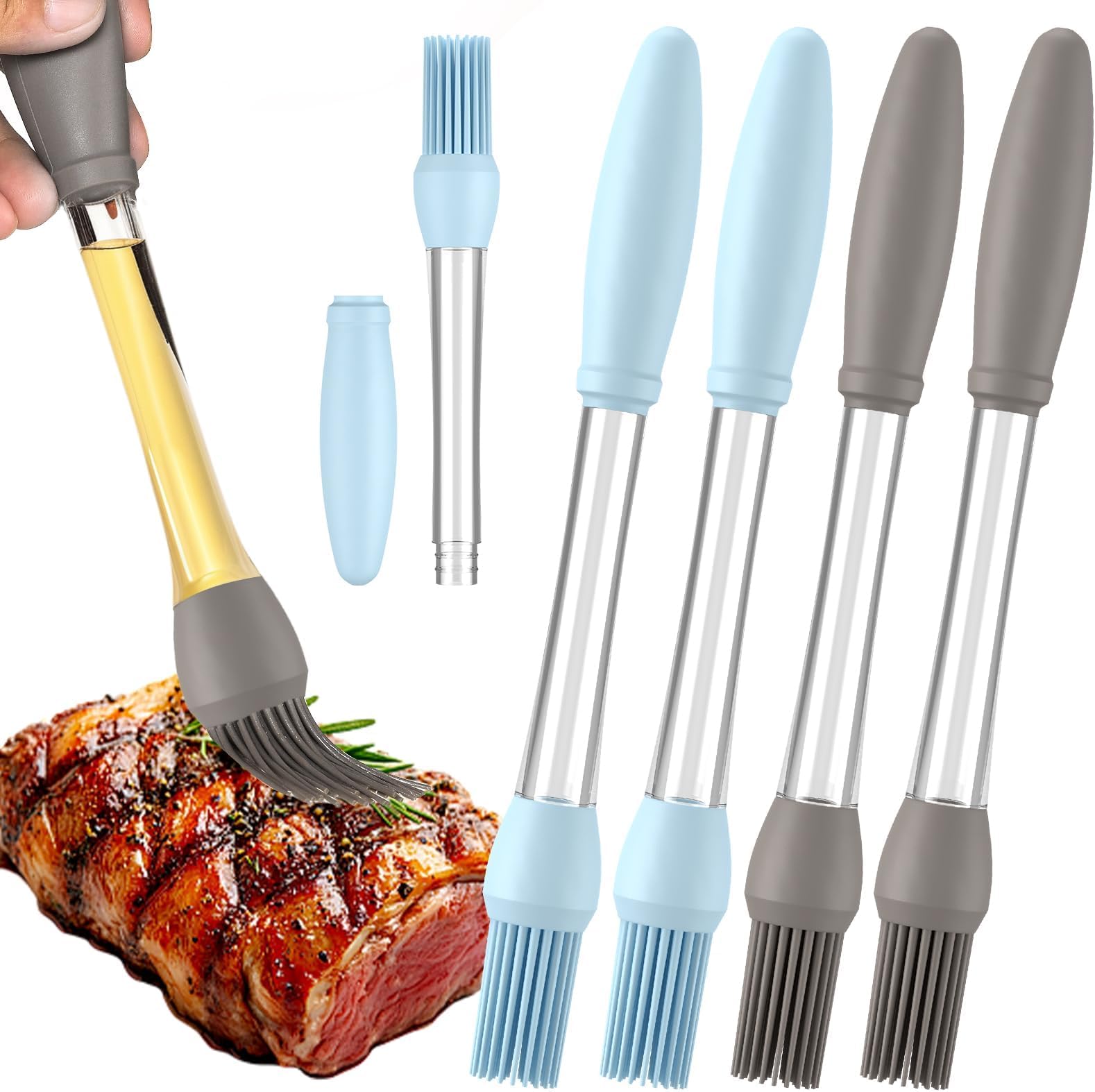 YelaJoy 4Pack Basting Brush for Cooking,Heat Resistant Silicone Pastry Brushes,Spread Oil Sauce Butter Food Brush for Cooking/BBQ/Baking,Grilling Tool Kitchen Gadget Home Outdoor Use