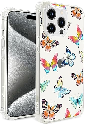 Miniatura 1 de Hi Space Funda para iPhone 15 Pro Max, funda suave y transparente de mariposa azul para iPhone 15 Pro Max para mujeres y niñas, bonita funda de