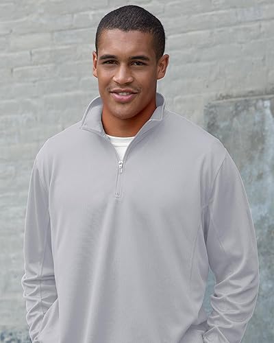 Miniatura 4 de Vantage Apparel Jersey estándar universitario micro malla rendimiento gris 14 cremallera para hombre