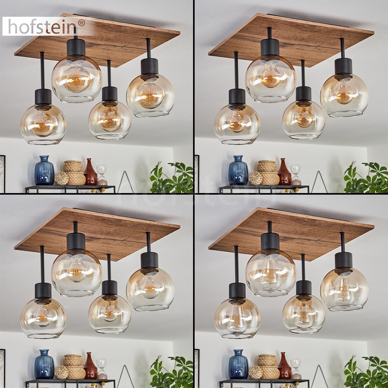 Cascada Plafondlamp LED Bruin, houtlook, Zwart, 1-licht H3852828