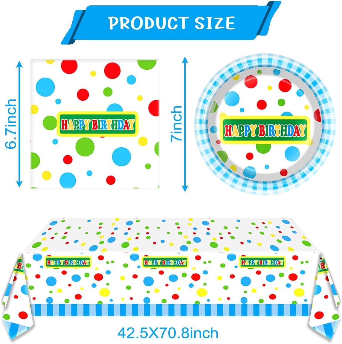 Friend Street Birthday Party Tablewares Set, 20 Plates, 20 Napkins and 1 Tablecloth for Colorful Themed Party Decorations - Image 2