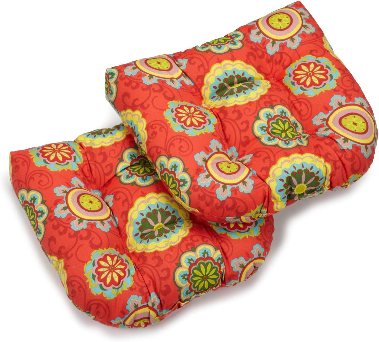 Blazing Needles Outdoor Rounded Back Chair Cushion, 19" x 19", Farrington Terrace Grenadine 2 Count