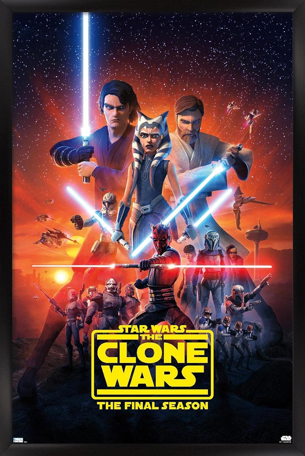 Trends International Star Wars: The Clone Wars - Season 7 Key Art Wall Poster, 22.375" x 34", Black Framed Version