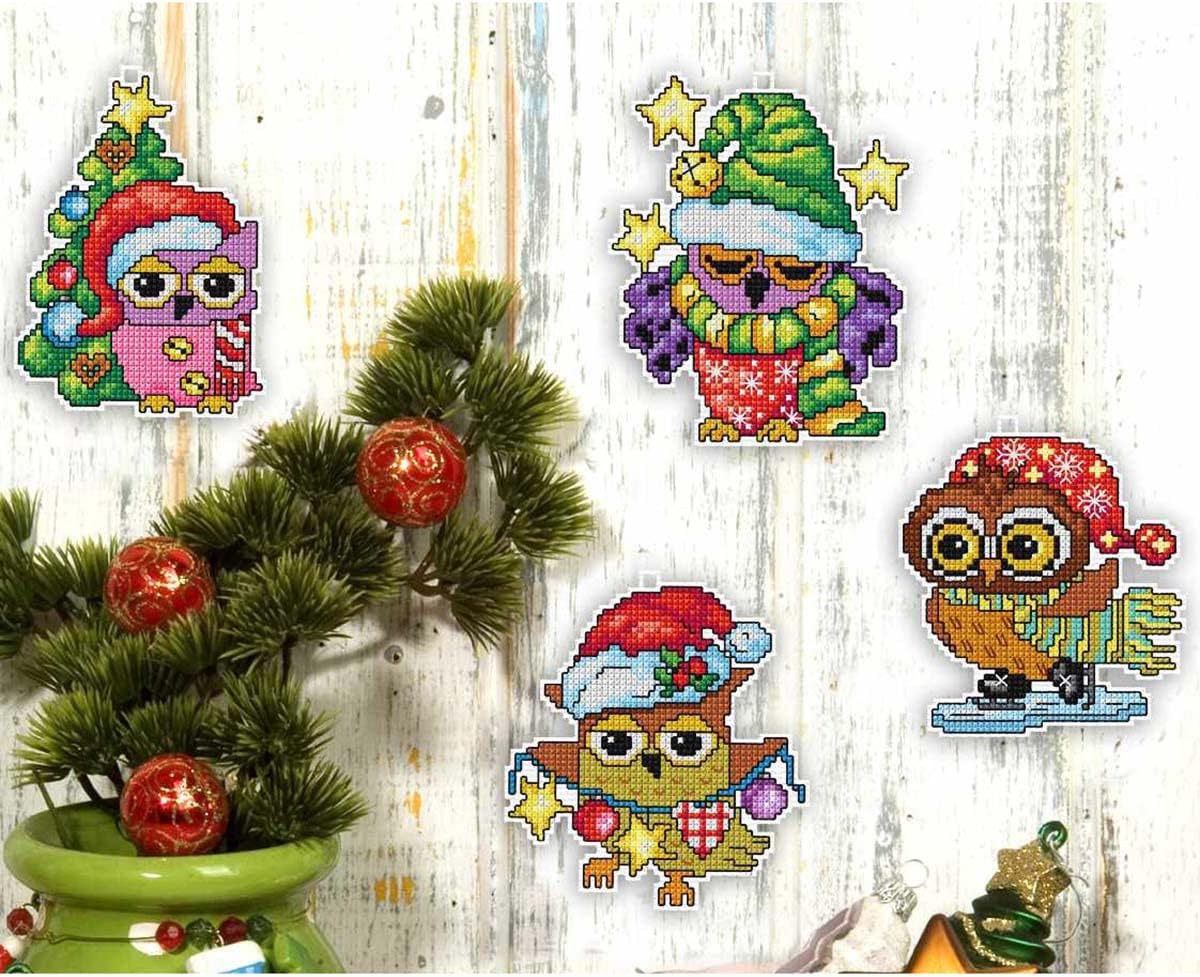 Orchidea Christmas Owls Ornaments Counted Cross-Stitch Kit
