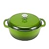Amazon Basics Enameled Cast Iron Round Dutch Oven with Lid and Dual Handles, Heavy-Duty, 6-Quart, Green