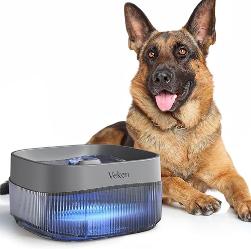 Miniatura 3 de Veken Fuente para mascotas de 67oz2L y fuente para mascotas de 135oz4L (azul vívido + gris)
