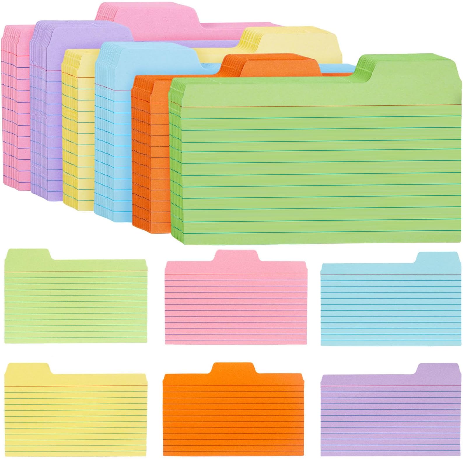 Note Card Tabs Index Cards 3x5 Koogel Tabbed Lined, 252 PCS Flash Card Dividers With ...