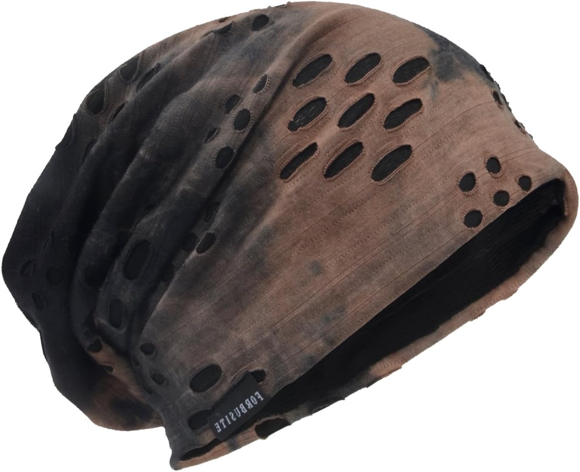 HISSHE Unisex Jersey Slouch Beanie Thin Summer Skullcap One Size 9B-Brown