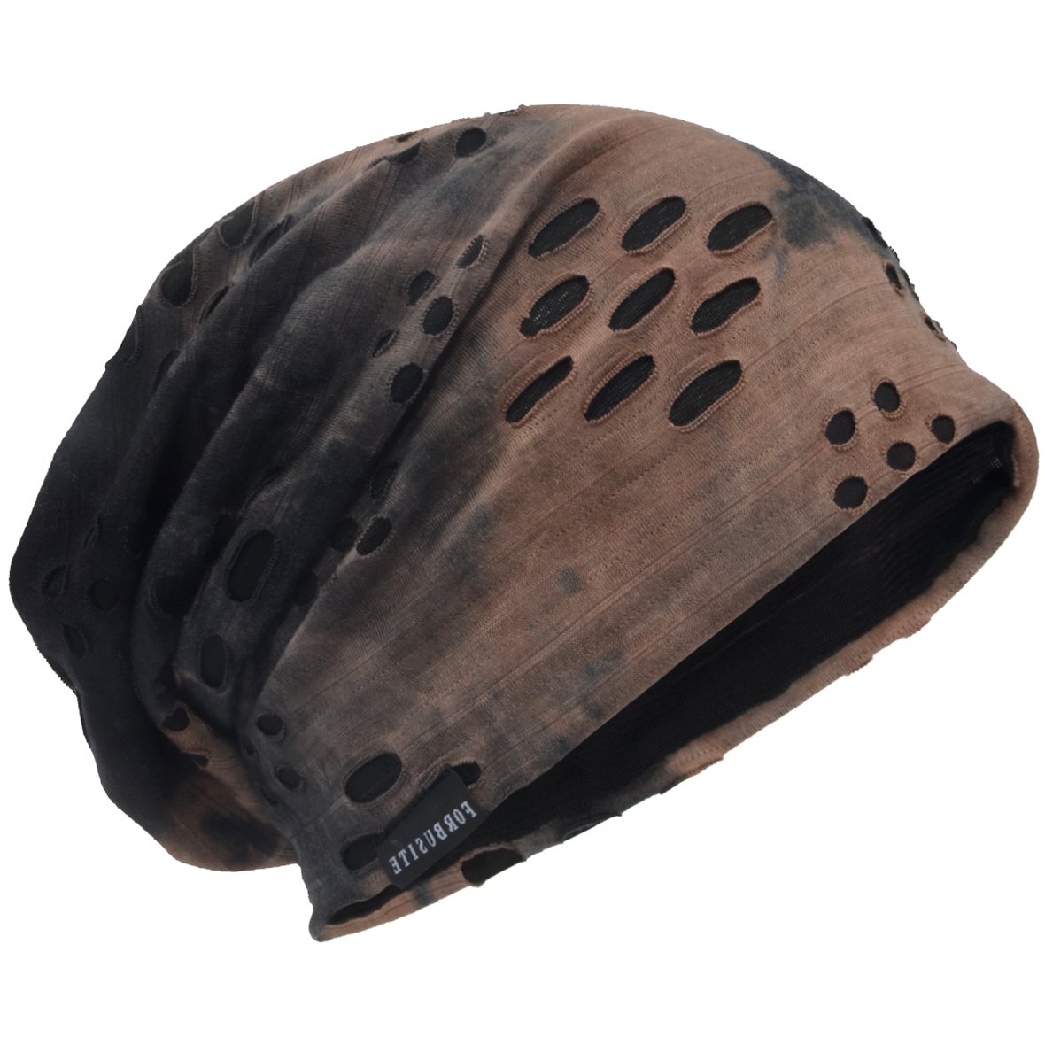 Hisshe Men's 9B-Brown Unisex Jersey Slouch Beanie Thin Summer Skullcap, M, Brown,
