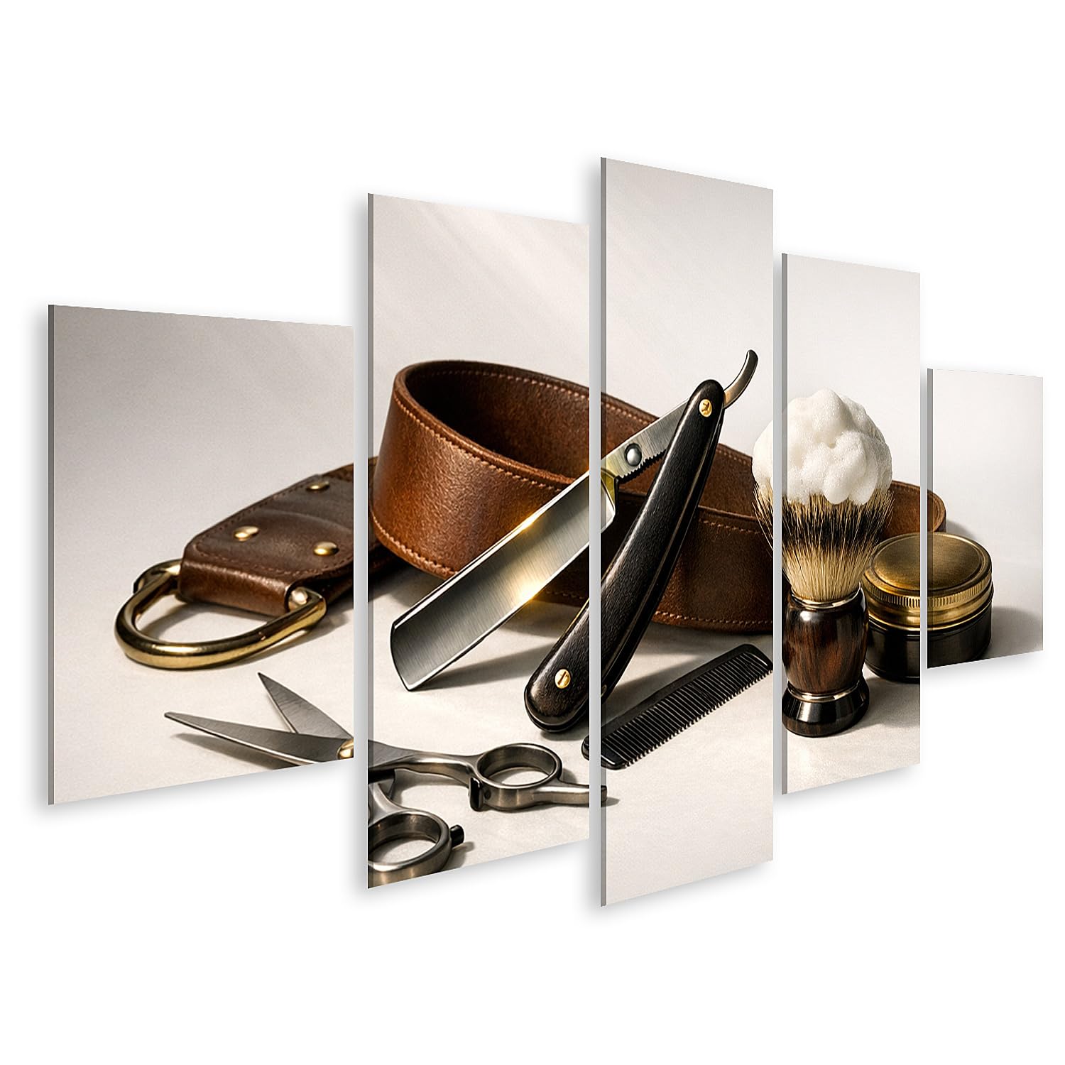 islandburner Bild auf Leinwand Hochwertige Barbershop Utensilien Set für perfekte Rasur - 5-teilig