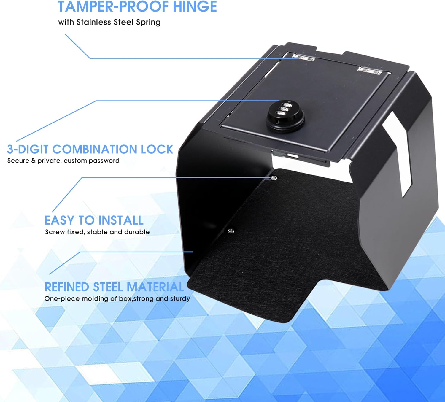 Center Console Gun Storage Gun Safe Console Vault Locking Storage Box for 2018-2023 Jeep Wrangler JL 4XE Gladiator JT Accessories, Armrest Storage Box with 3 Digit Password Lock