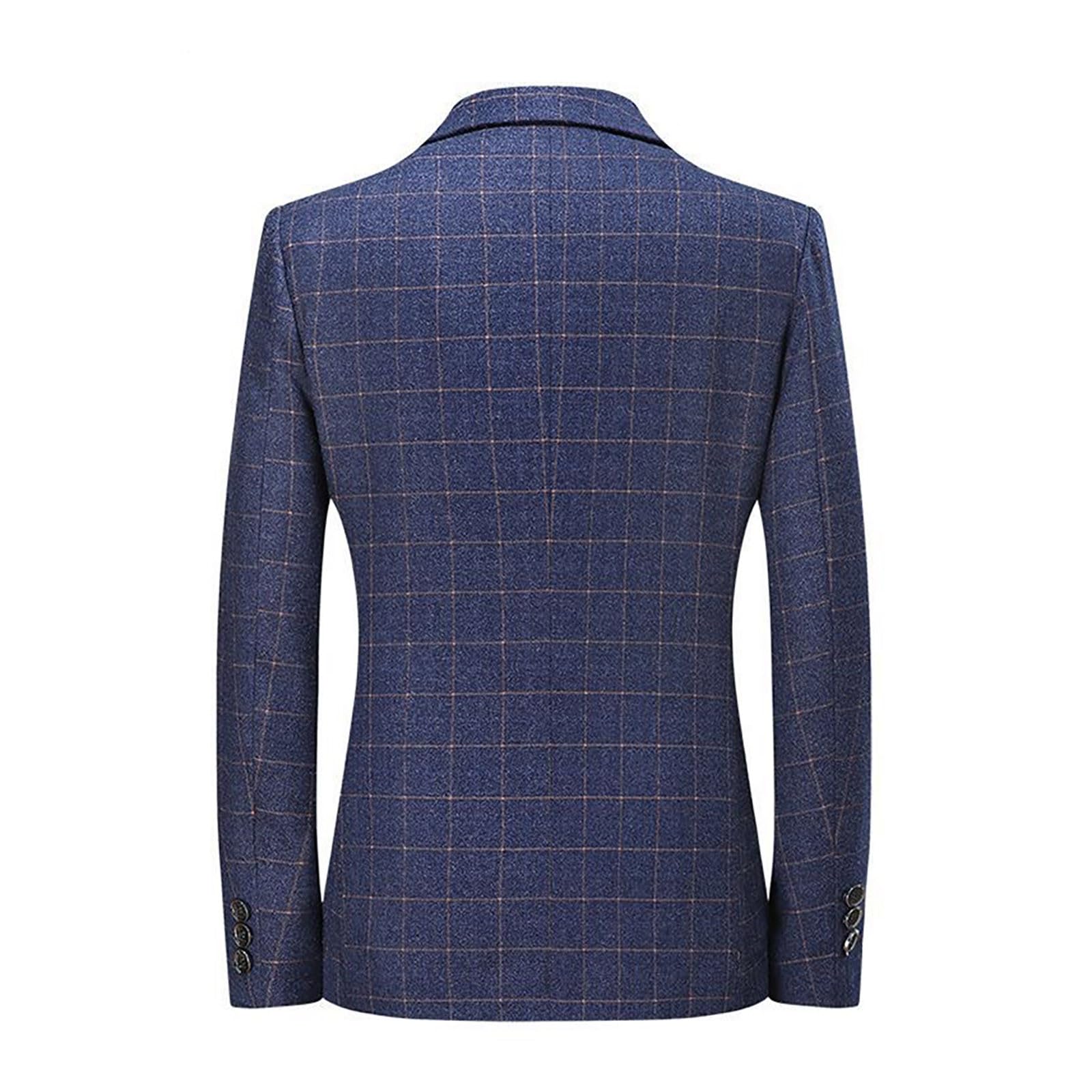 Americana Hombre Blazer Casual Chaqueta De Traje Cuadros Clásica Corte Regular Elegante Cómoda Estilo Negocios Para Oficina Boda