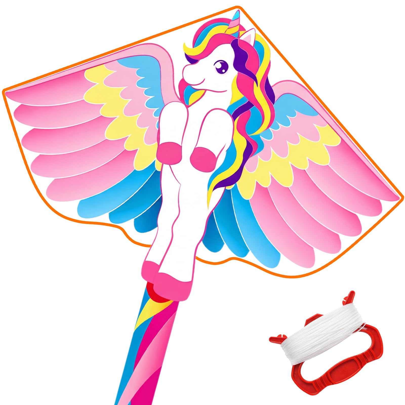 Cometa de Unicornio, Cometa de una Sola línea con Hilo de Cometa y Cola de Largo para Niños y Adultos Principiantes, Juegos al Aire Libre, Viaje a La Playa, Regalo de Cometas, Rosado — view 8