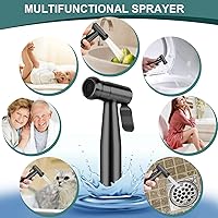 Vista 4 de Pulverizador de bidé de mano para inodoro, juego de rociador de bidé de baño de acero inoxidable de alta calidad con manguera antifugas y control