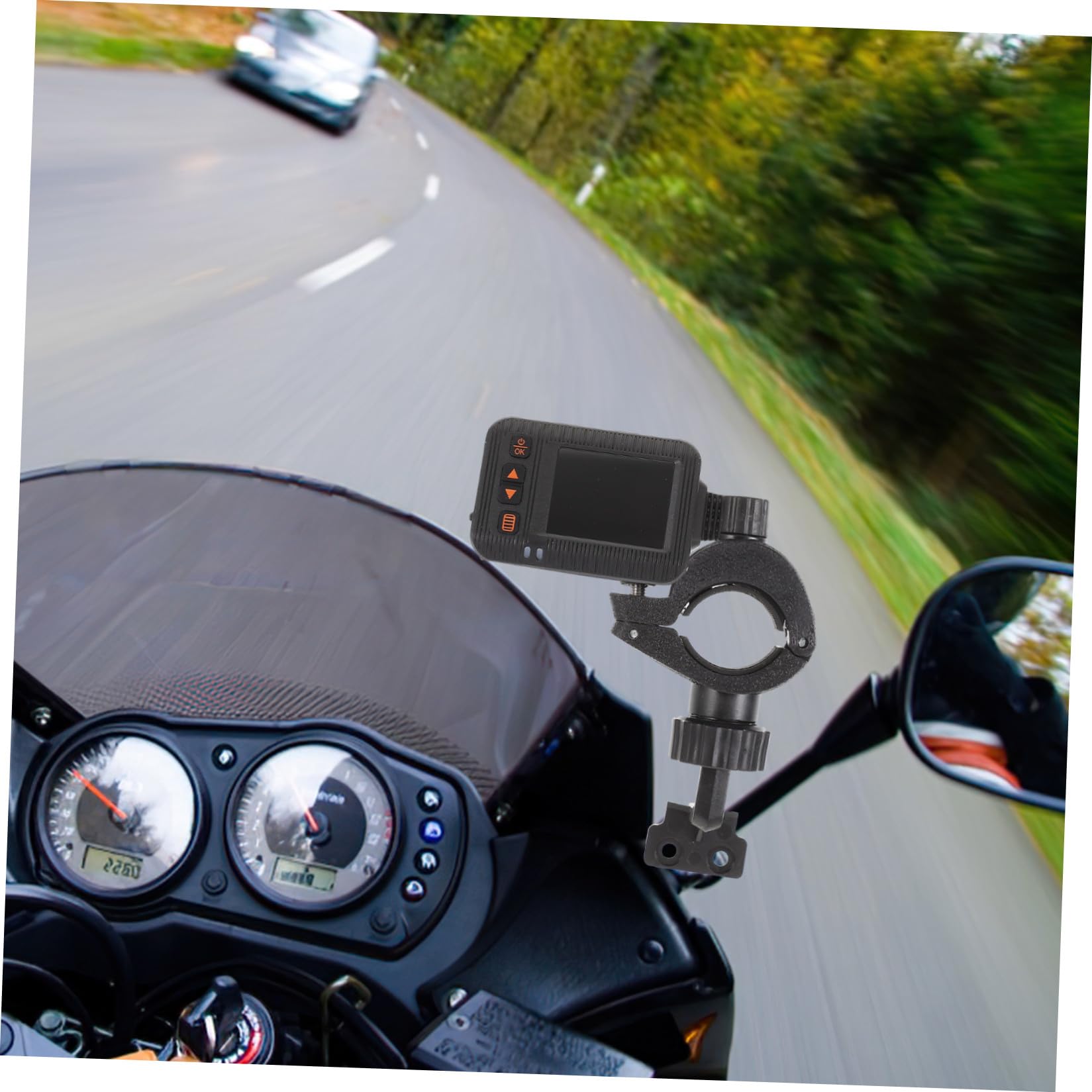 Videoregistratore per Moto 1080p Doppia Telecamera Ip67, Registrazione in Loop e Modalità Parcheggio, Videocamera Grandangolare in Plastica Nero