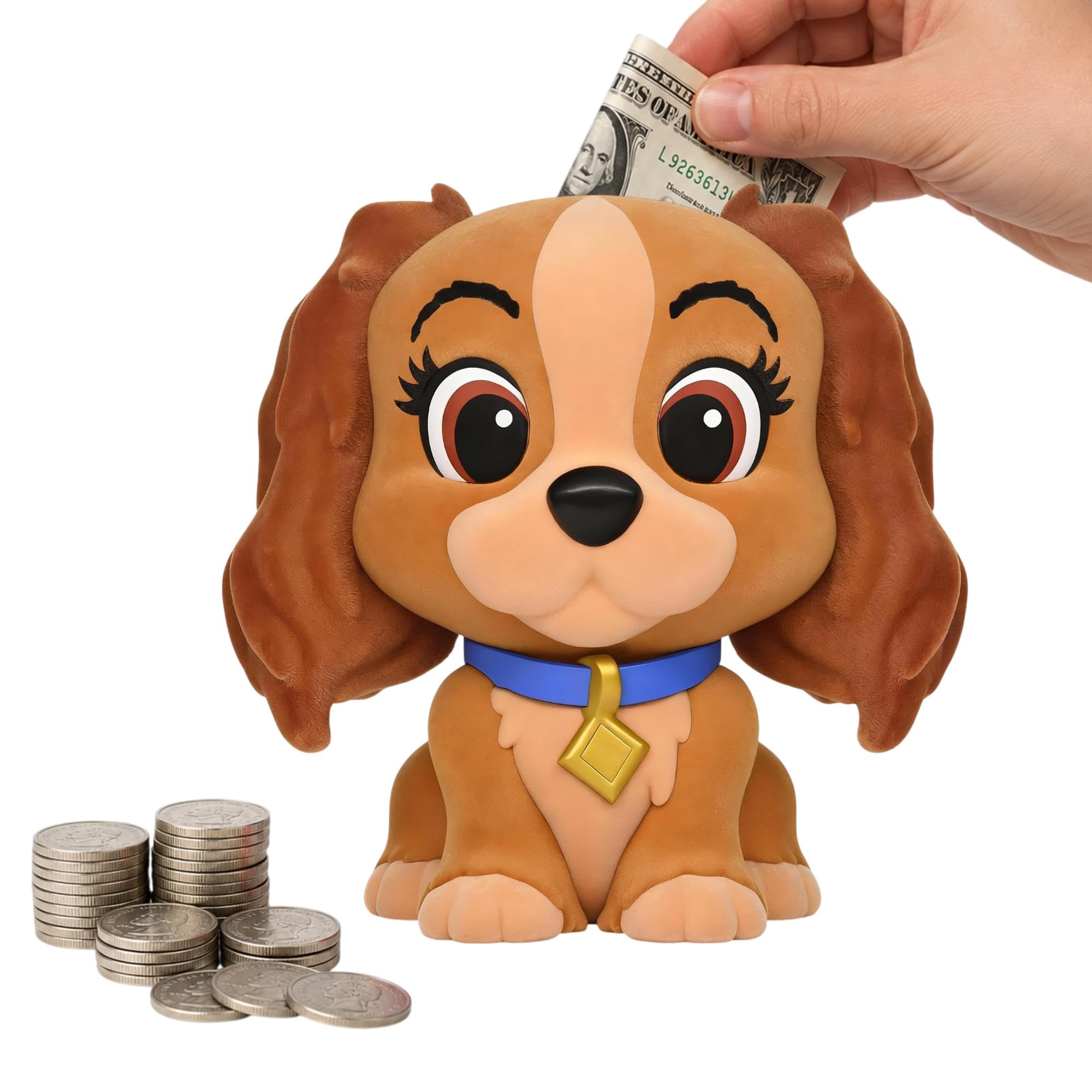 Lady Coin Bank Figurine - Disney Dog - Lady and the Tramp | Marchandise sous licence officielle