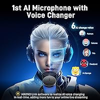 Vista 3 de MAONO Micrófono inalámbrico para PC, micrófono condensador de transmisión de juegos con cambio de voz AI de software, cancelación de ruido de 3