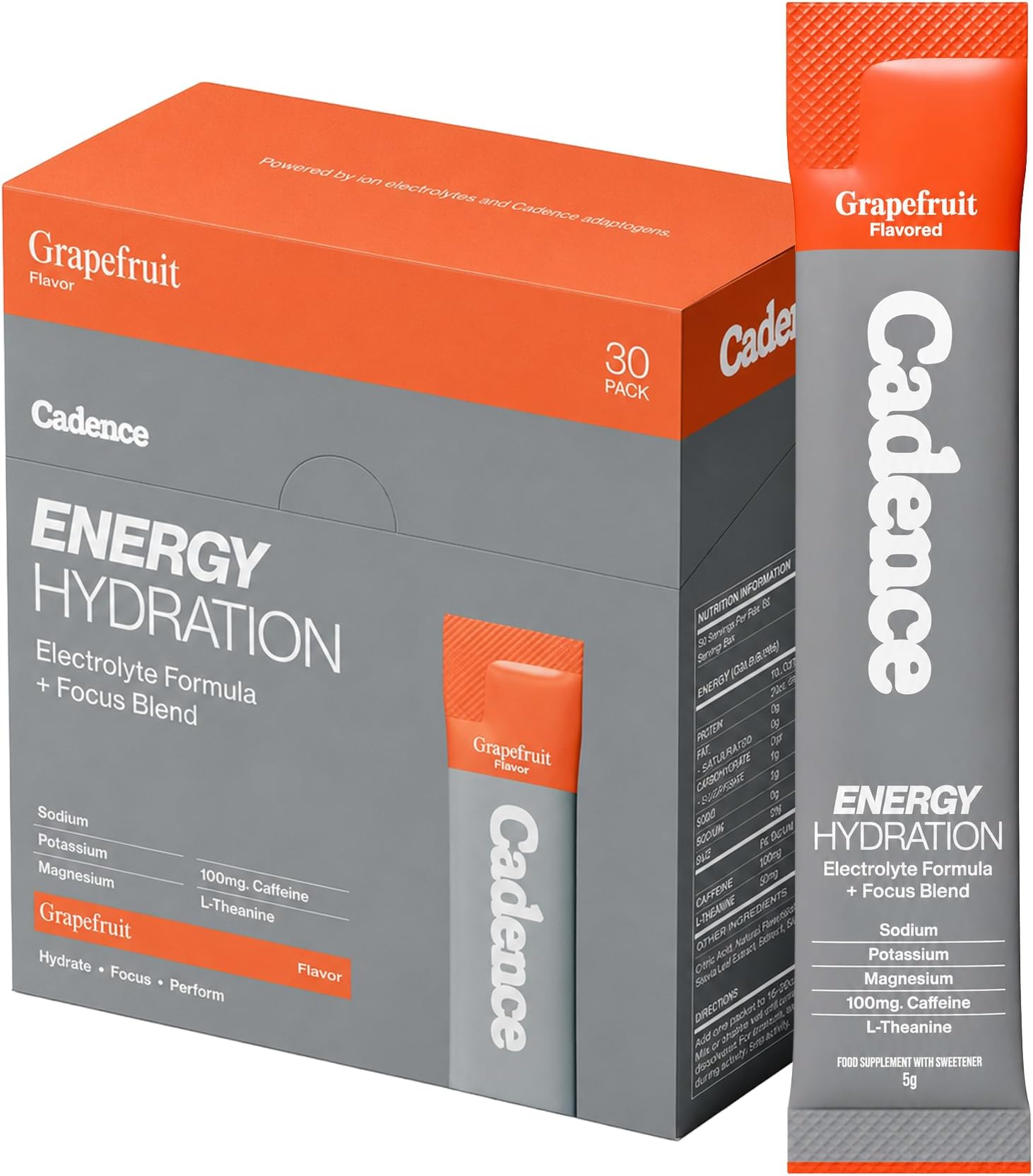 Sachets Race Energy Grapefruit - Carton (5g x 30) | Science-Backed Hydration | Electrolyte Formula + Caffeine for Performance & Recovery | Vegan, Keto & Paleo Friendly