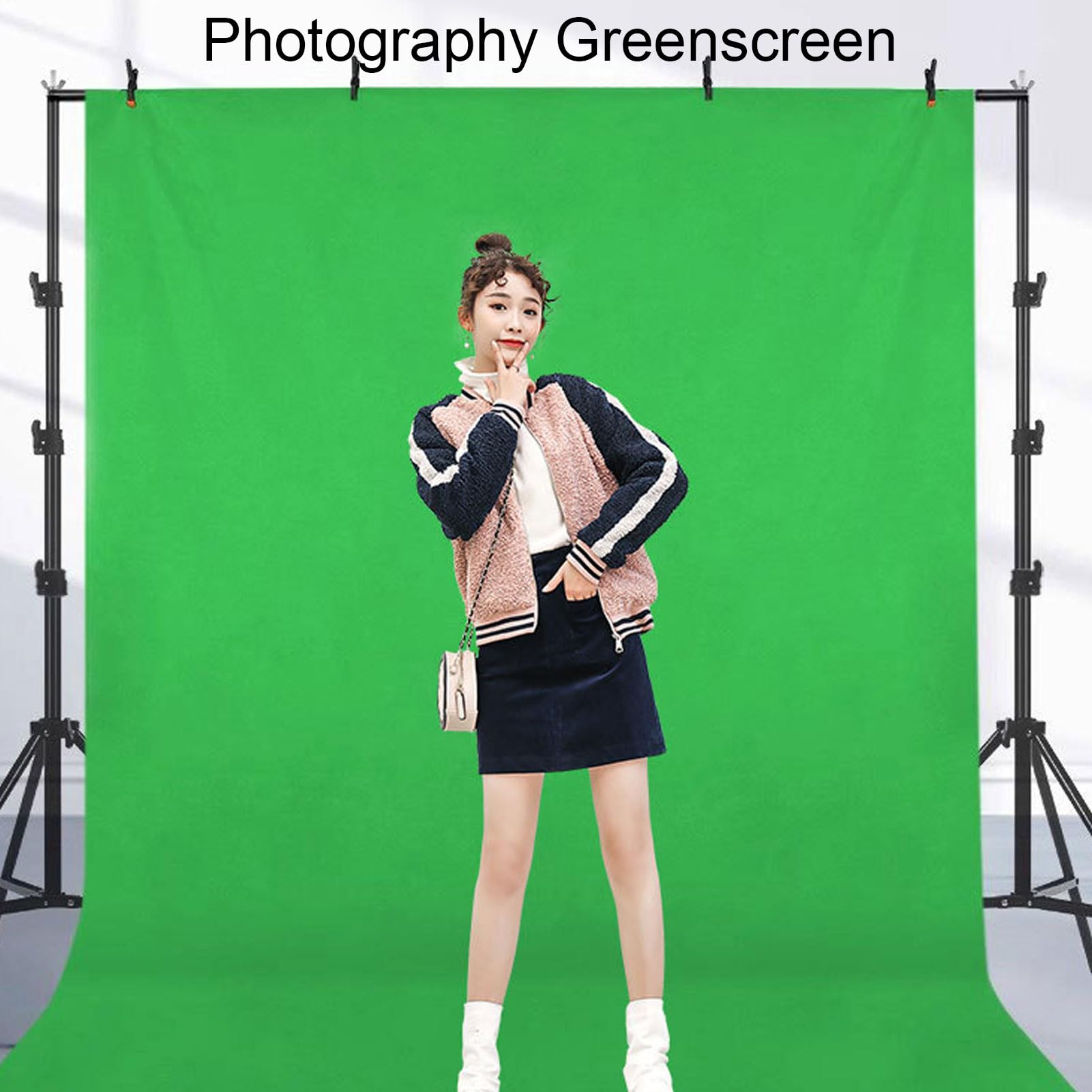 Fondale Green Screen per Fotografia, Foglio Greenscreen 3x2,5 M con Cotone Poliestere Antiriflesso per lo Streaming Video
