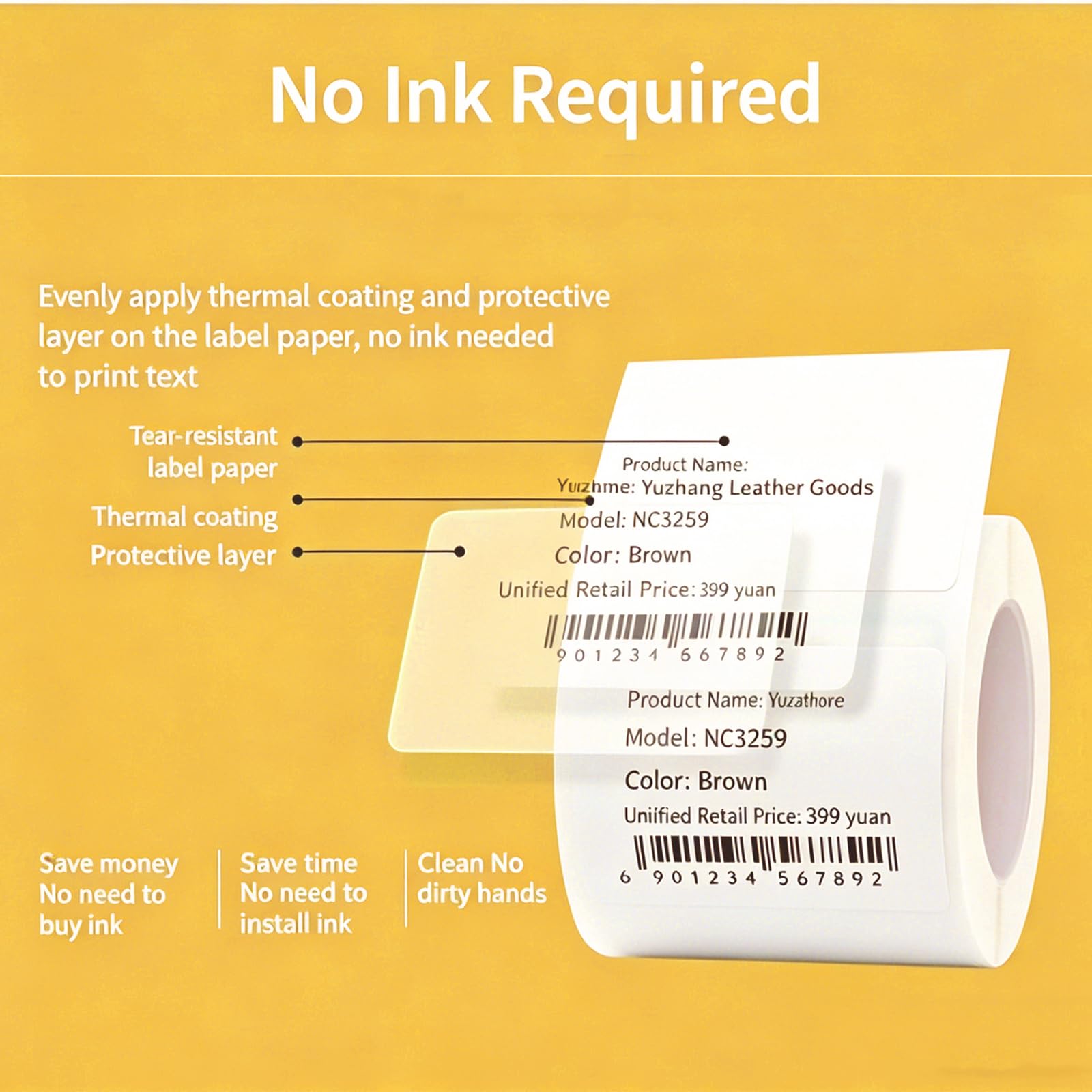 Etiquetas térmicas M110, etiquetas adhesivas térmicas de 1.57 x 1.18 pulgadas, 460 piezas de papel de etiqueta, etiqueta autoadhesiva cuadrada multiusos compatible con etiquetas de dirección M110/M221