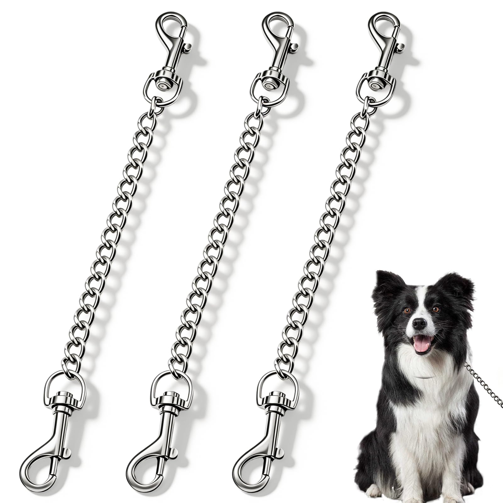 3 Pack Dog Chain Clasp 24 cm Stainless Steel Double Ended Connector