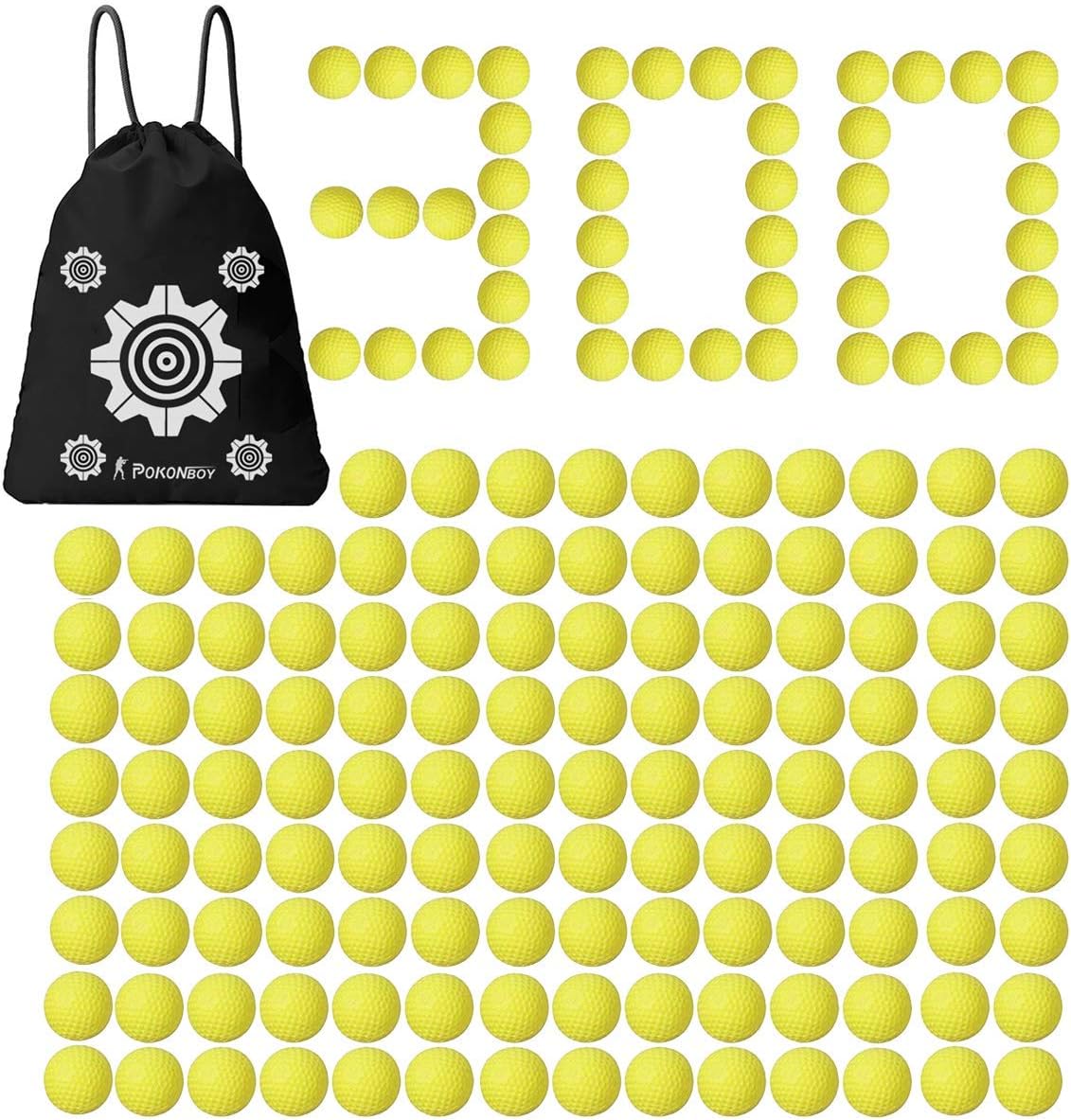 POKONBOY 300 Rounds Refill Pack Balls Ammo Compatible with Nerf Rival Gun, Foam Bullet Ball Replacement Refill Pack for Blasters Guns