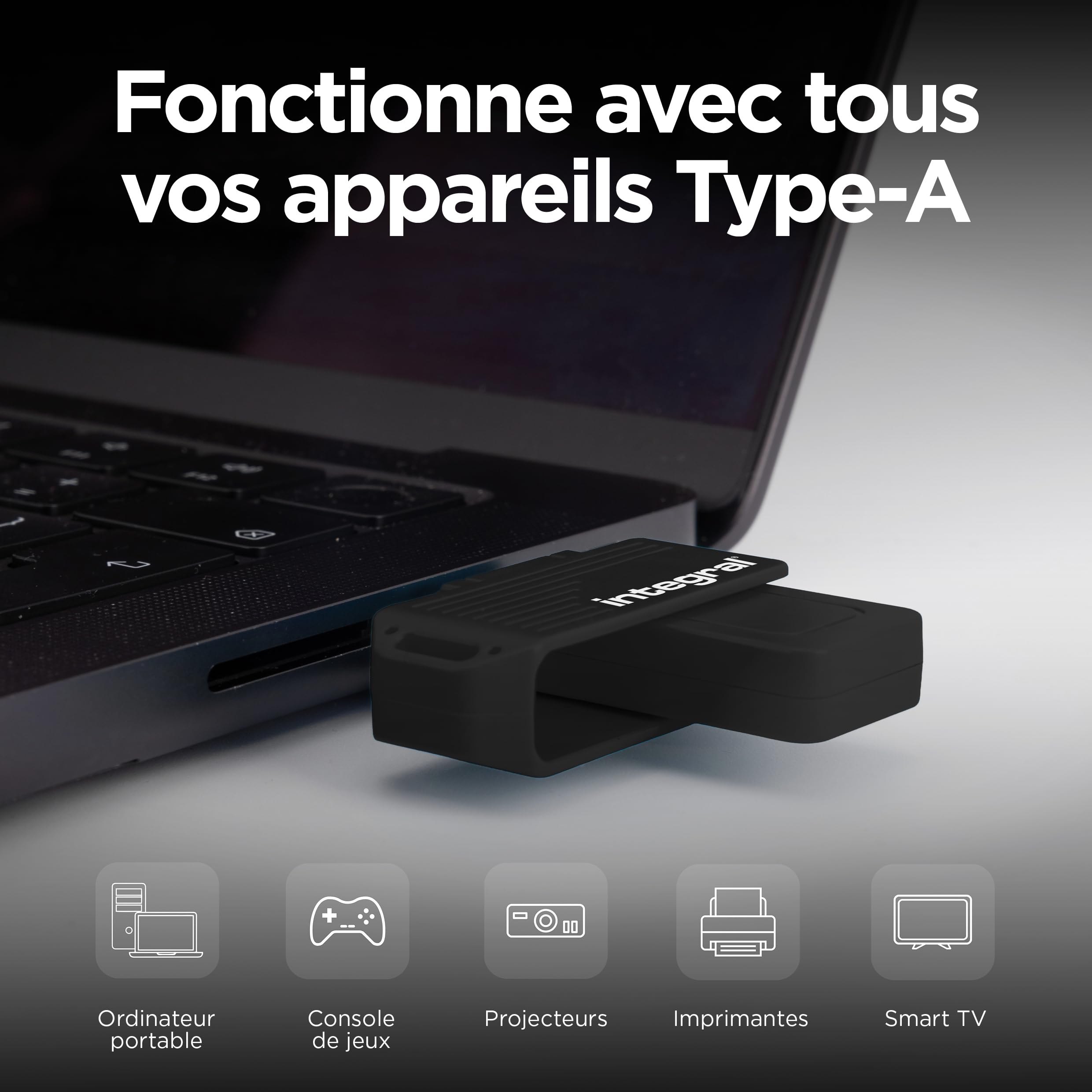 Integral Swivel Black Clé USB 256 Go Noir, 3.2 Gen 1 Type-A, 256GB