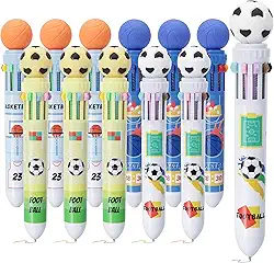 Heliar Canetas esferográficas multicoloridas de 0,5 mm, 10 em 1, canetas esferográficas retráteis da Copa do Mundo para escritório, material escolar, estudantes, presentes infantis, pacote com 12
