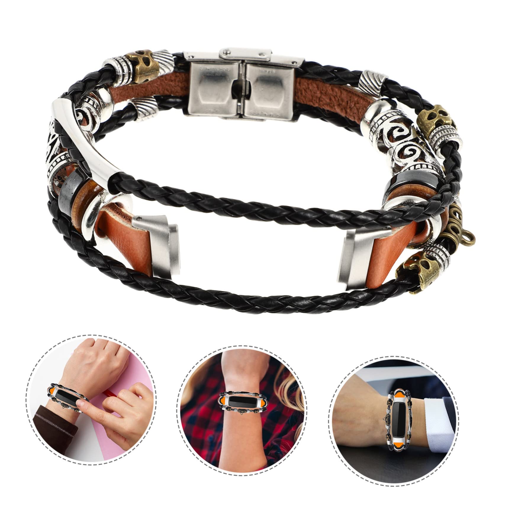 OSALADI 3stücke Vintage Armband Aus Leder Für Damen Kompatibel Mit Smartwatch Elegantes Armband Für Alltag Und Besondere Anlässe Leicht Und Hautfreundlich Zu Besonderen Anlässen