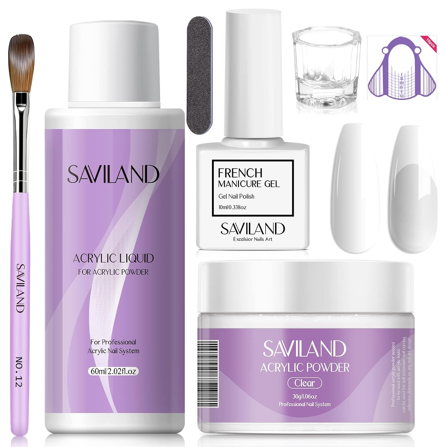 SAVILAND Acrylic Nail Kit & 10ML White French Gel Nail Polish