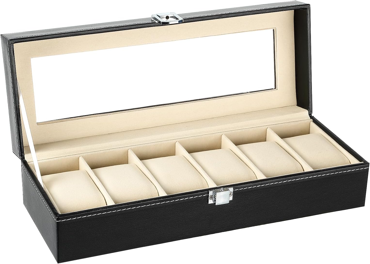 Uten Watch Boxes 6 Slots, Watch Display Storage Box PU Jewelry Collection Case Organiser Holder