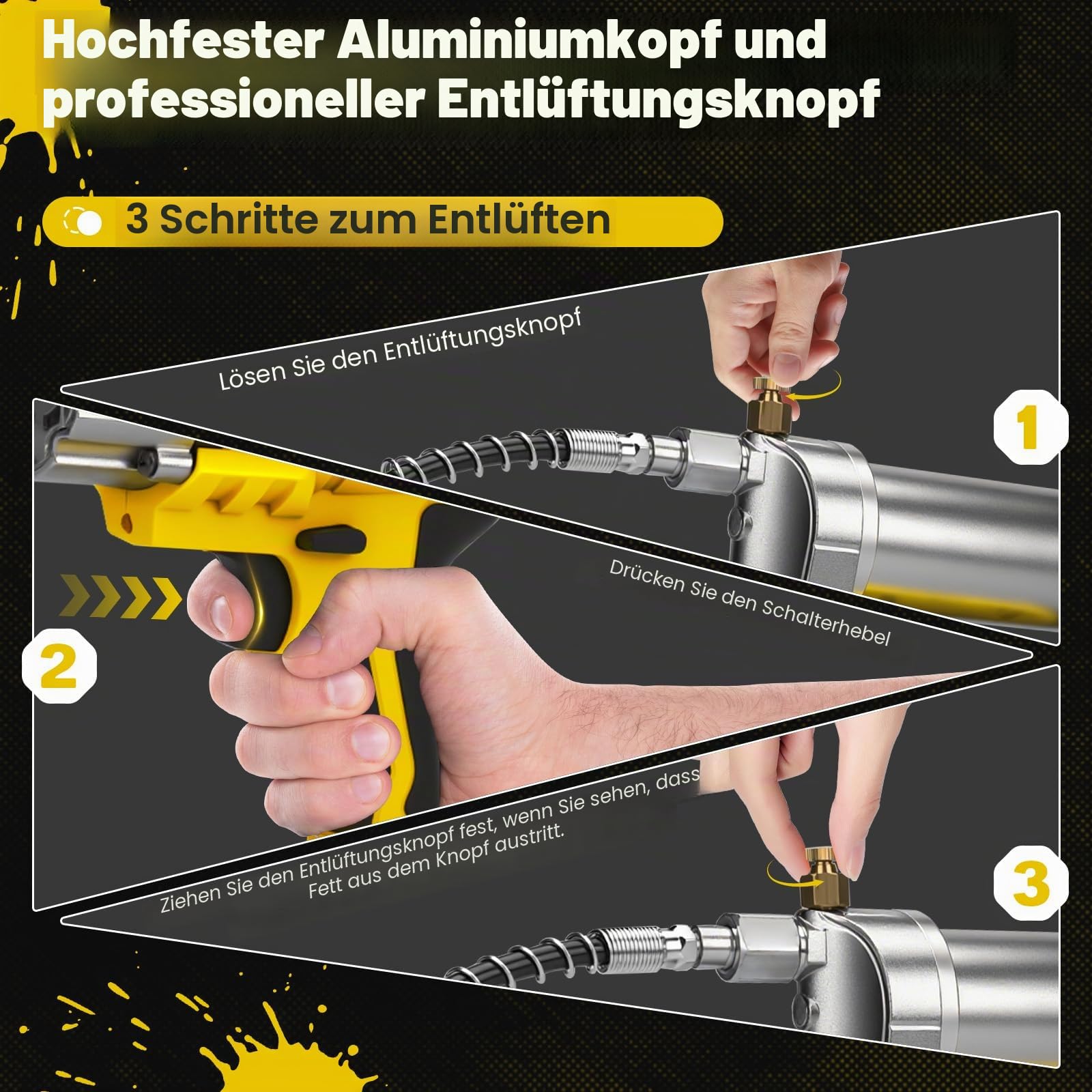 WingFly Akku-Fettpresse für Dewalt 18V,20v Akku – 10000 PSI Elektrische Fettpresse, Bürstenloser Motor, 600ml Fettpatronen Befetten von Fahrzeugen und Maschinen(Ohne Akku)