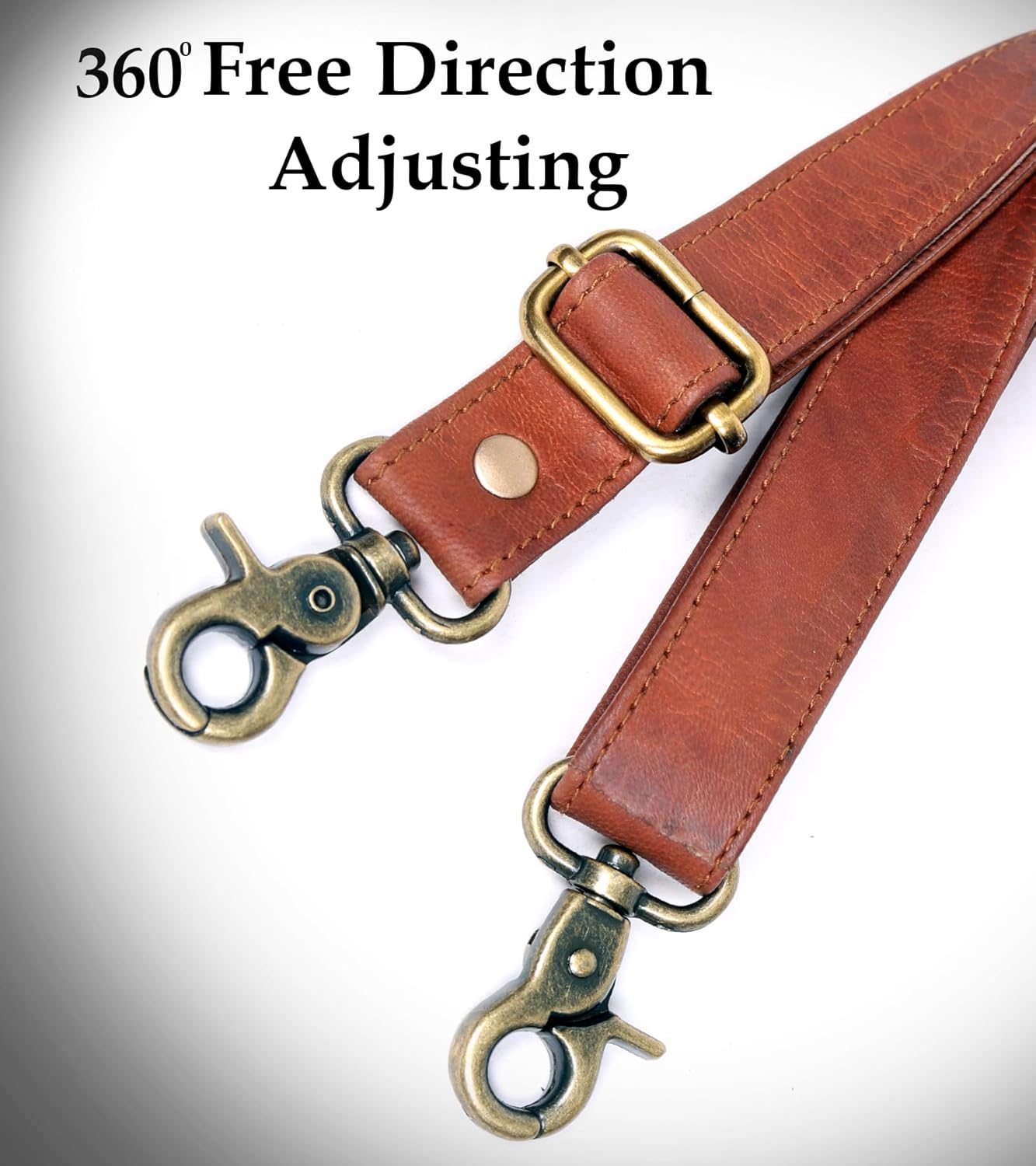 Genuine Brown Leather Purse Straps Replacement Crossbody - 60-inch Long Thin Adjustable Shoulder Straps for Handbags, Purses, Tote, Leather Bags with Gold Metal Swivel Hooks - Image 2