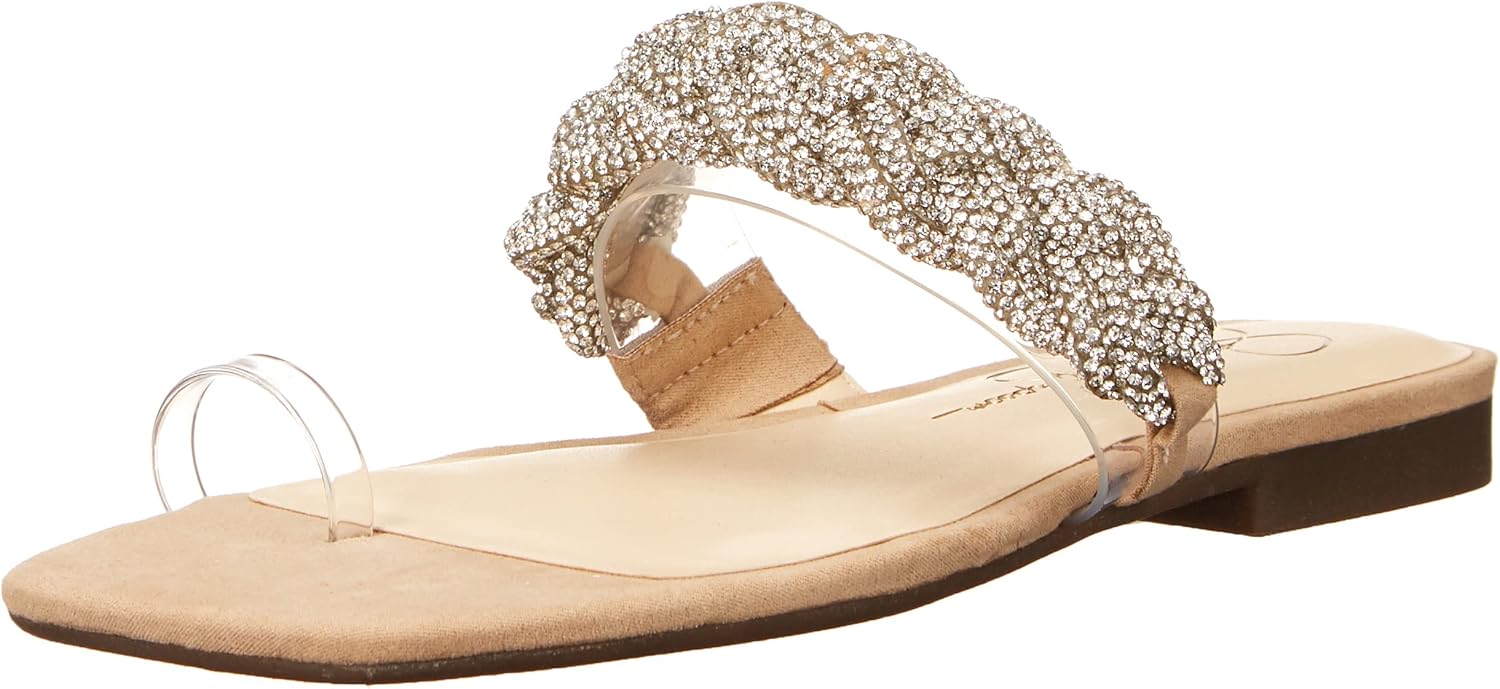 Jessica Simpson Women's Rowine Toe Loop Flat Sandal, Clear, 5.5