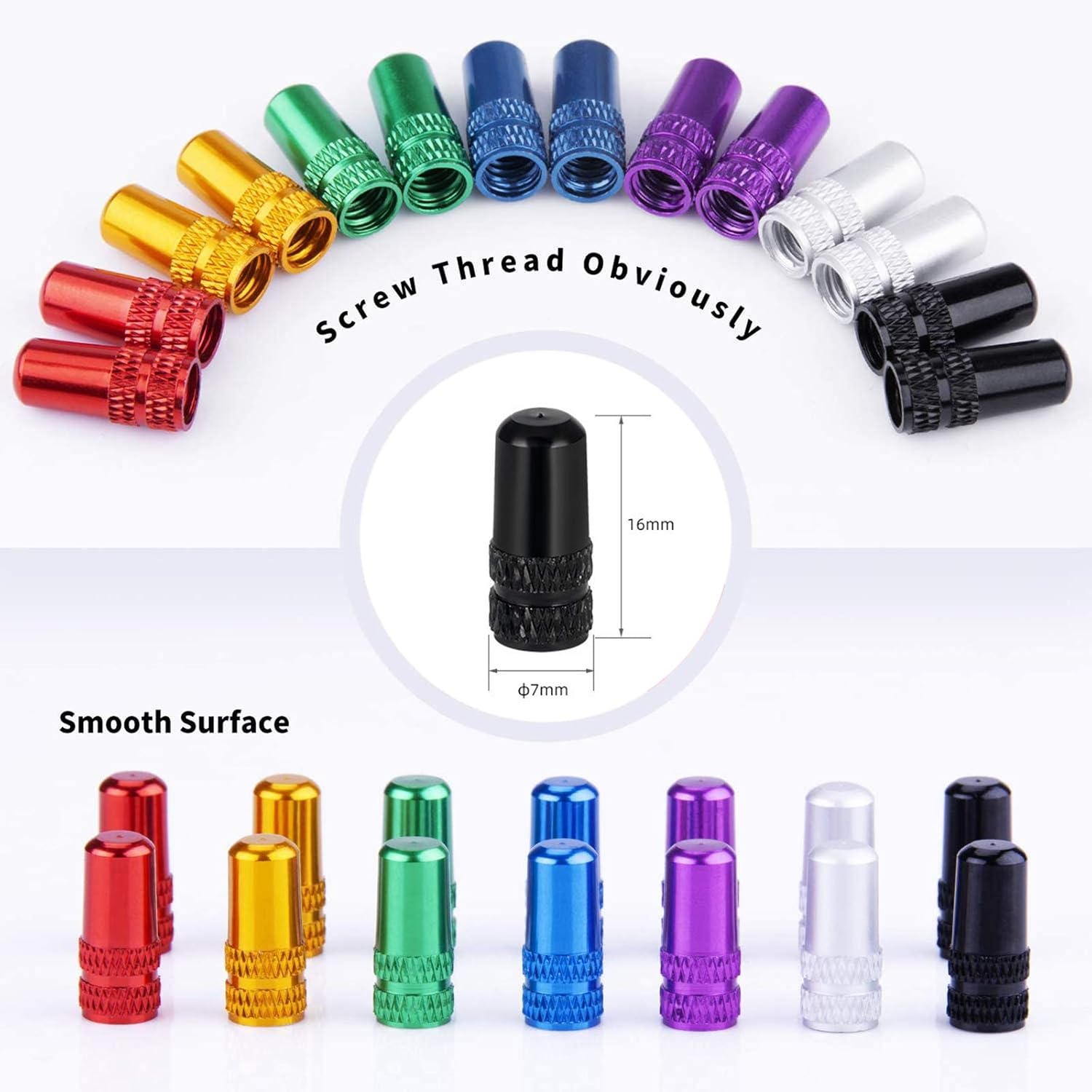 21 x Bicycle French Cap Wheel Tyre Valve Cover Anodised Aluminium Valve