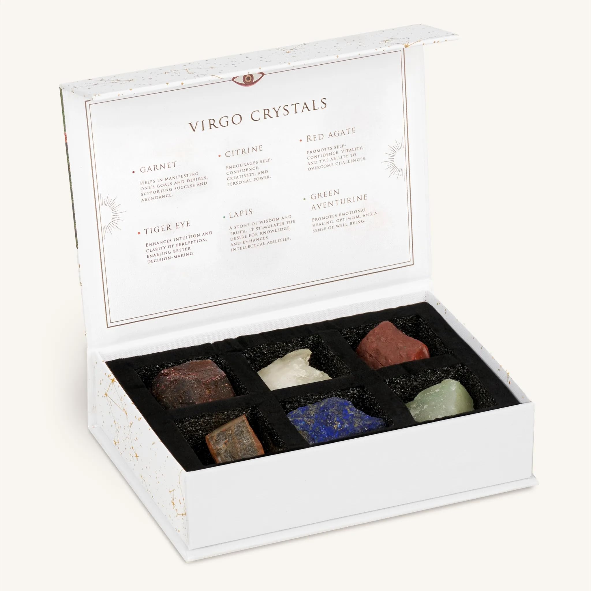 Humble Altruist Virgo Zodiac Crystal Box – Earth Sign Healing Crystals for Balance, Mindfulness & Growth – Astrology Birthday Gift