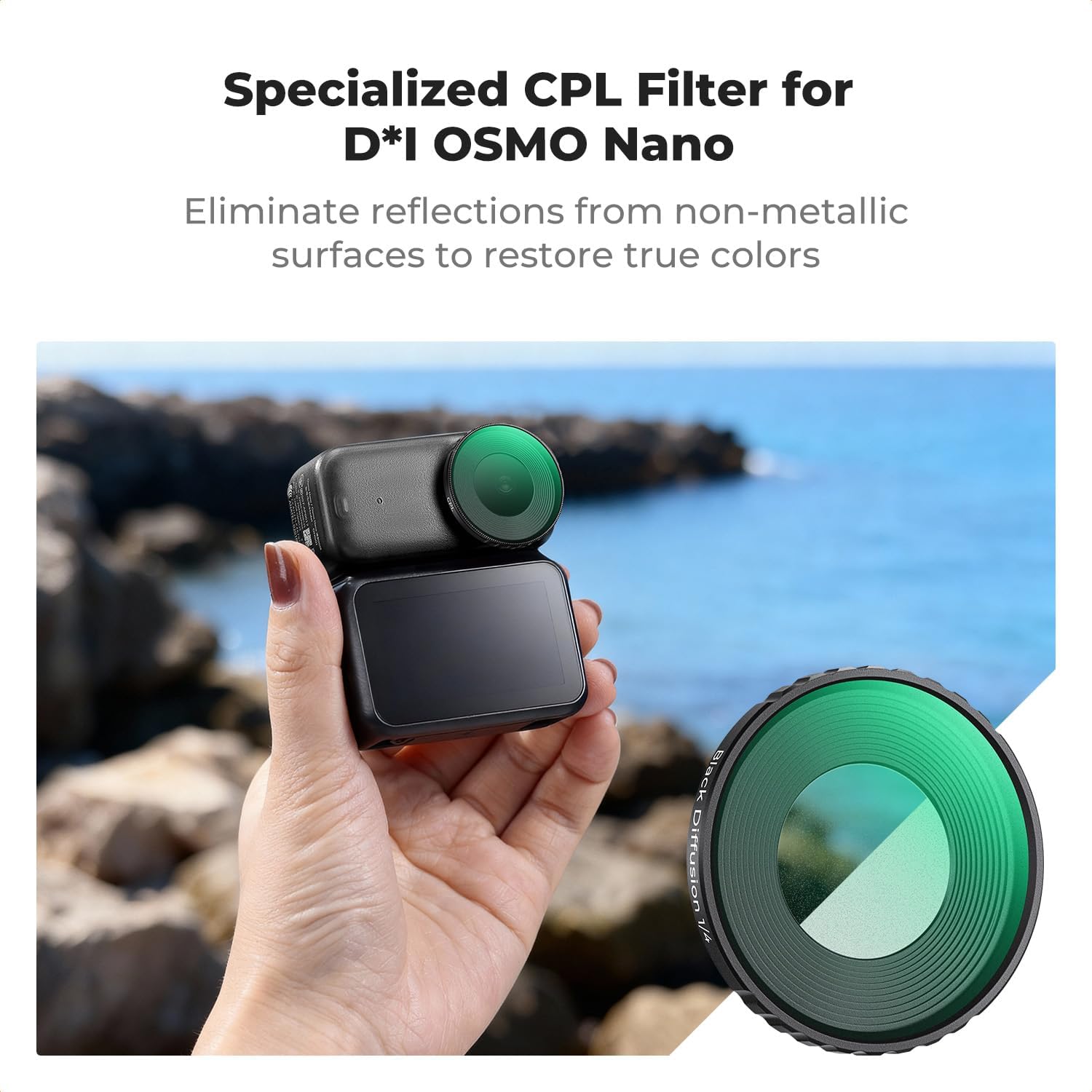 K&F CONCEPT CPL Filter Compatible with DJI Osmo Nano Standard Combo, Mini Camera Circular Polarizer Polarizing Camera Lens Filter, Multi-Coated HD Optical Glass