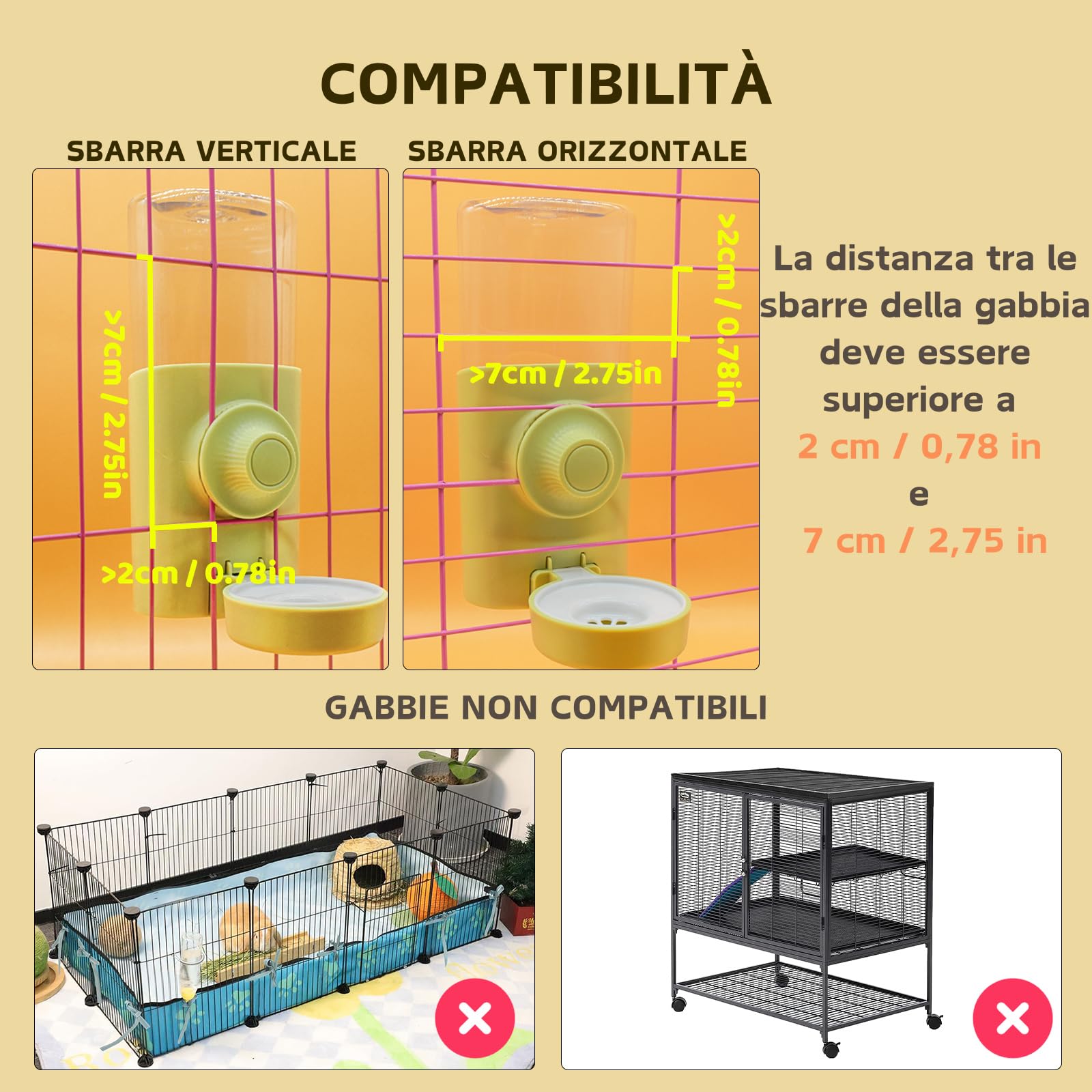 Borraccia Acqua per Piccoli Animali [Verde, 600ml] Gravità Automatica Acqua Bottiglia Conigli Porcellini D'india Criceto Furetti Chinchilla Gabbia Dispenser Acqua