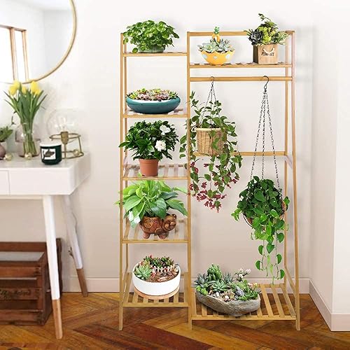 Miniatura 9 de Ufine - Armazón de bambú con estantes de almacenamiento y barra para colgar ropa