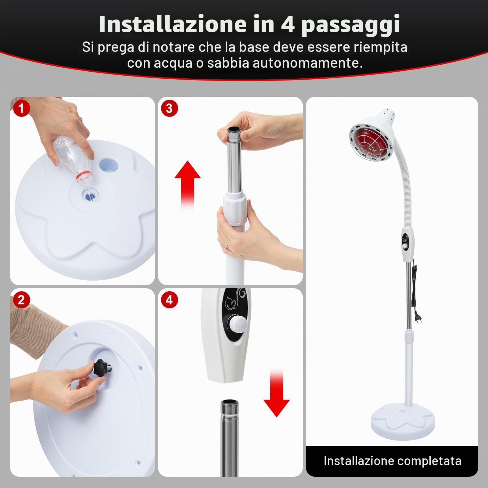 Lampada Riscaldata A Infrarossi, Radiatore A Infrarossi, Lampada Terapia, Termoterapia Curare L'infiammazione, Alleviare il Dolore Varie Aree, Promuovere Recupero Muscolare E Cicatrizzazione Piaghe