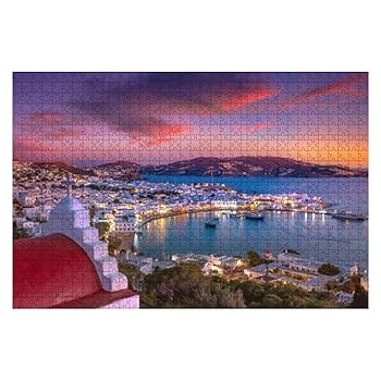 Amazon.co.jp: ジグソーパズル 1000ピース 夕方にボートと風車を