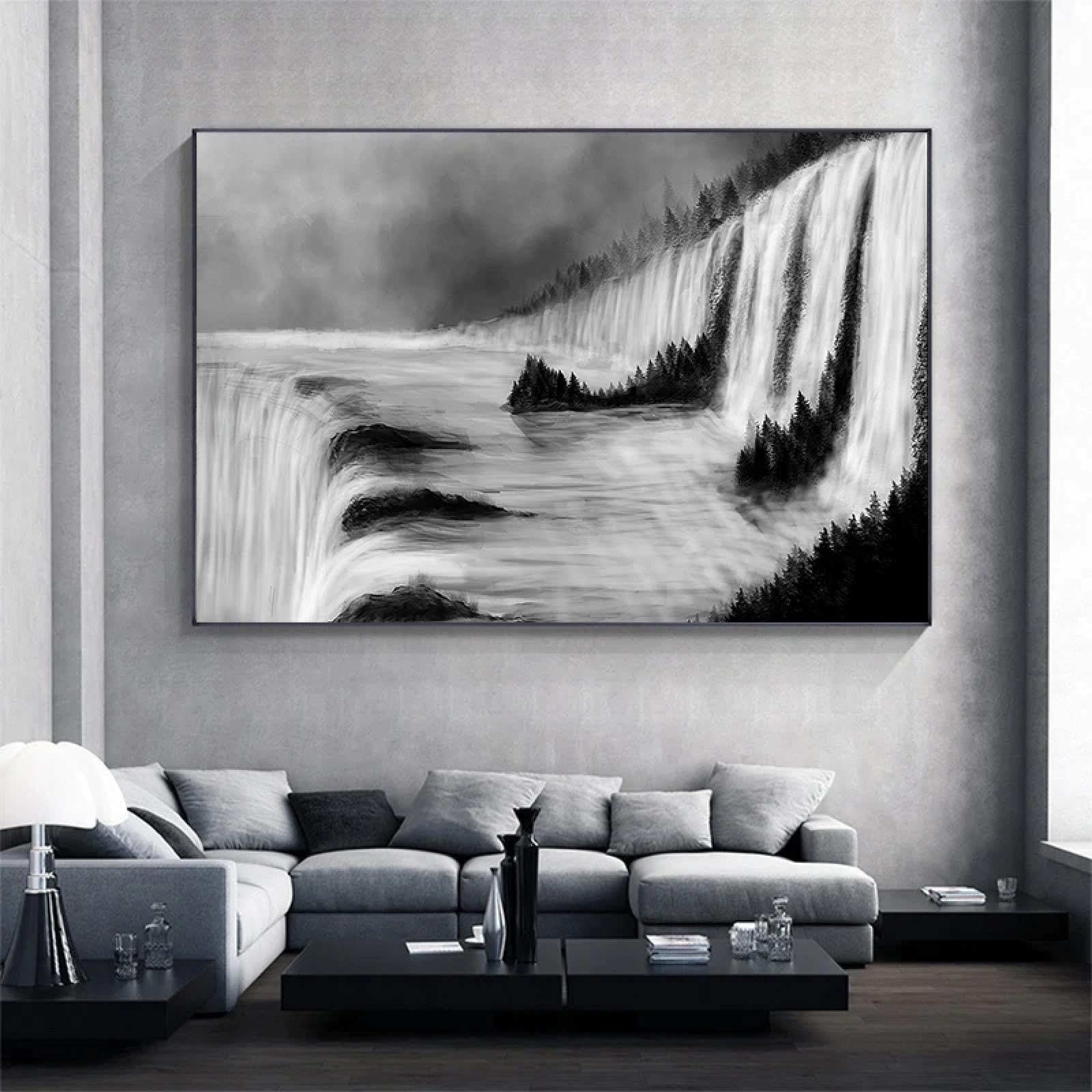 Impression sur toile cascade nature d'automne 70x100 cm pour salon - 6