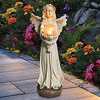 Vista 5 de Estatua de ángel para jardín, estatua solar de jardín de 16.3 pulgadas, regalos de jardinería para mamá, abuela, adornos de césped, figuras