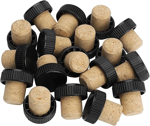 48 corchos para botella de vino en forma de T con parte superior de plástico negro, tapones de corcho de vino para degustación, corchos de vino