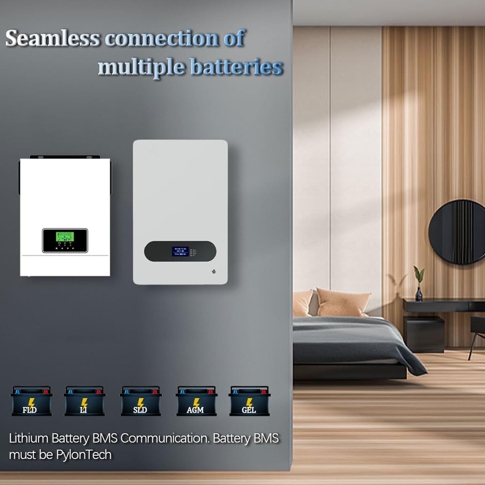 Inverter solare ibrido, inverter ibrido solare da 3000 W, 90-280 V CA con controller solare integrato off-grid da 60 A, inverter a onda sinusoidale pura off-grid per l'accumulo di energia domestica