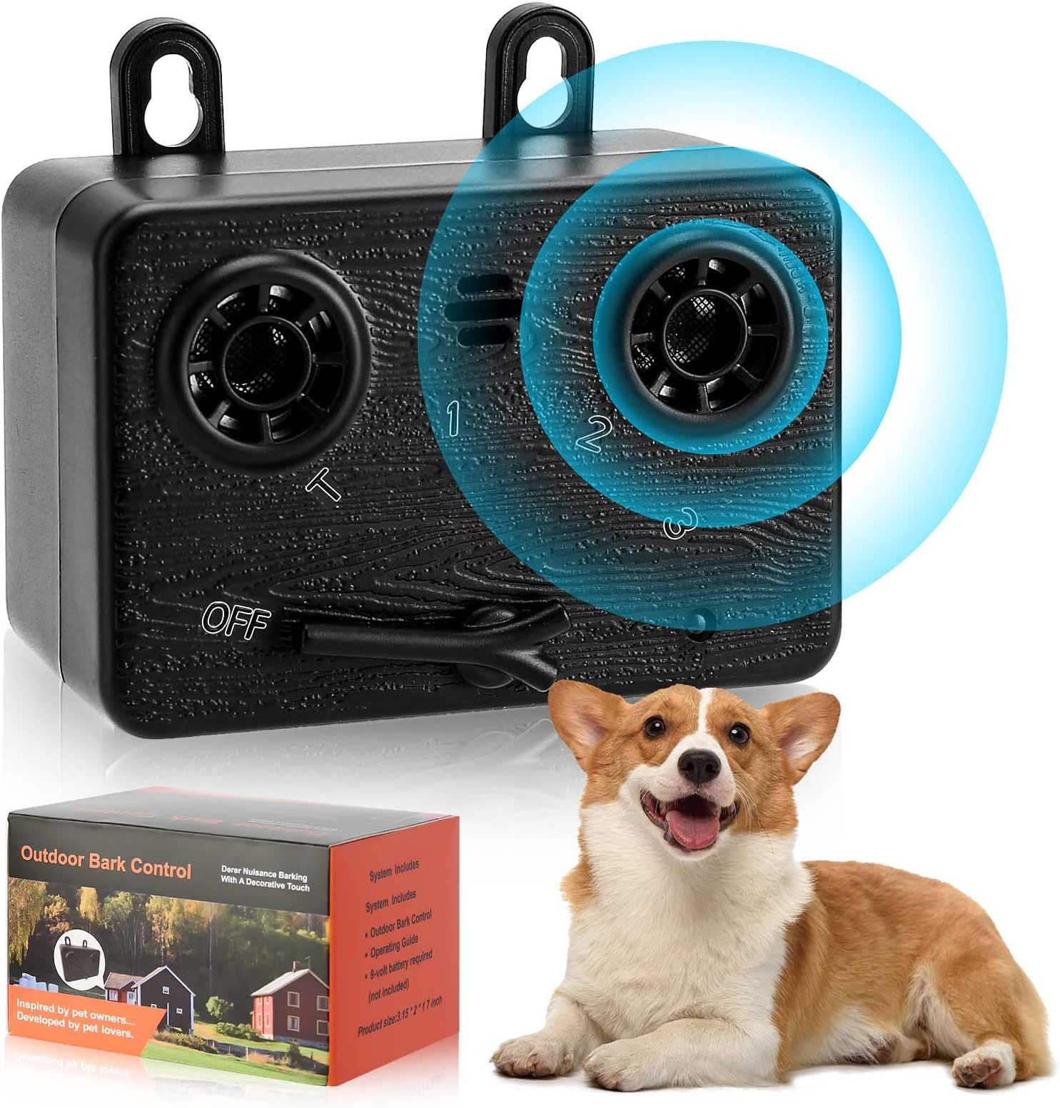Anti Barking Devices for Dogs, 50FT Ultrasonic Dog Barking Control Devices, 4 Level Sonic Bark Deterrent Bark Box Dog Barking Deterrent Devices for Indoor & Outdoor Use